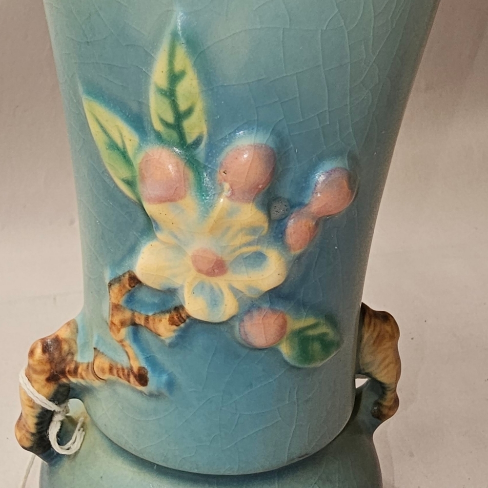 Roseville Vase # 381- 6 Inch Apple Blossom 1930's - Picture 9 of 9